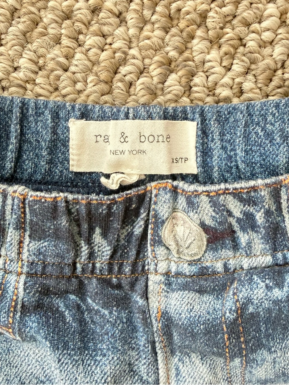 rag & bone Blue Wide-Leg Denim Track Pants - Picture 2 of 4